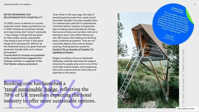 Sustainability case study spread with stat