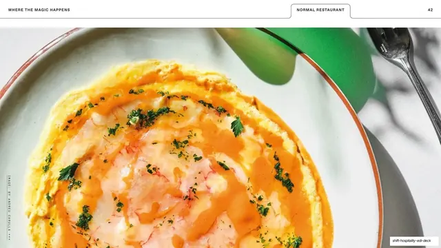Normal Restaurant full-bleed food photo, photographic, editorial, vibrant