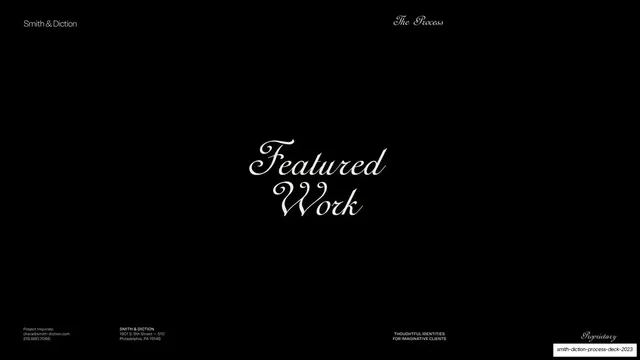 Featured Work section divider, editorial, minimal, dark