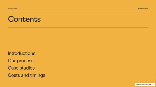 Contents agenda on yellow