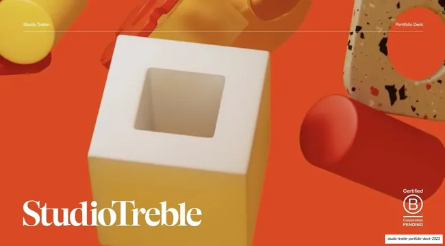 Studio Treble Portfolio Deck 2023, editorial, minimal, vibrant