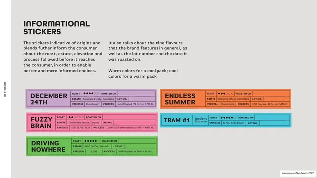 Informational stickers across flavours
