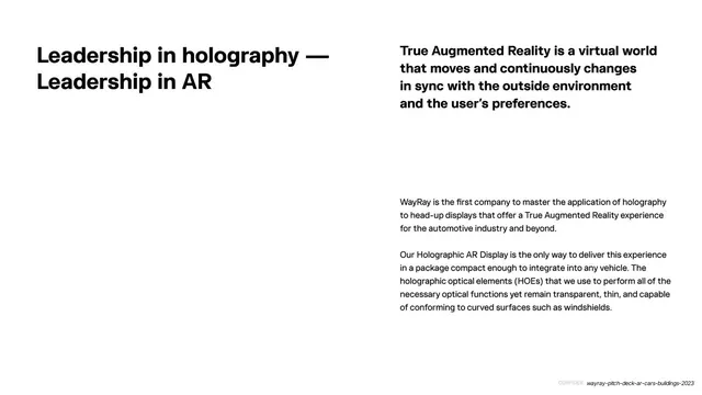 Leadership in holography and AR, minimal, light-mode, light