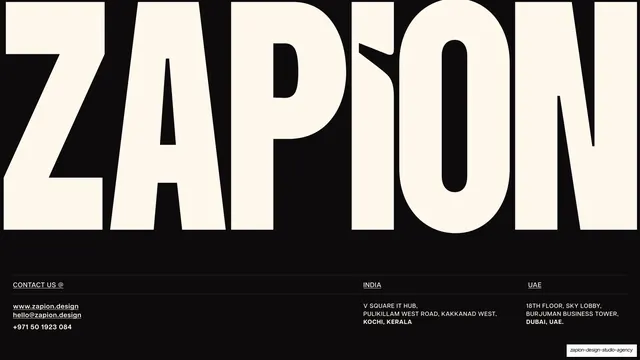 Zapion contact (closing wordmark)