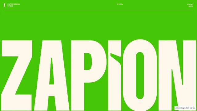 Zapion Design Studio Agency Deck 2024, editorial, minimal, dark