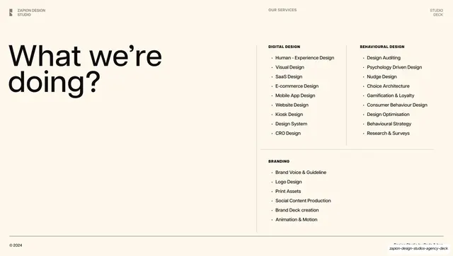 What we're doing services list
