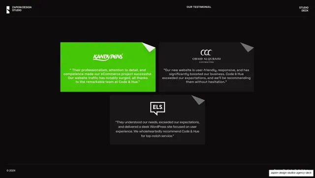 Client testimonials three cards