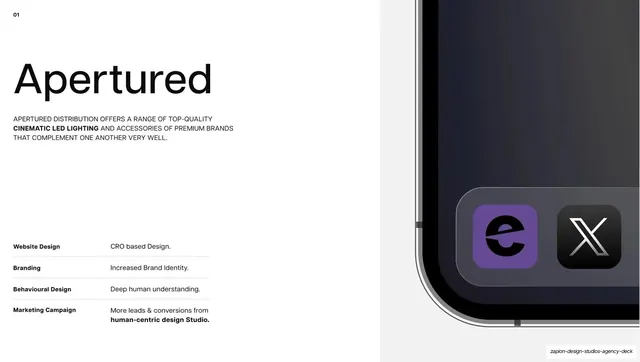 Apertured case study intro, editorial, minimal, light