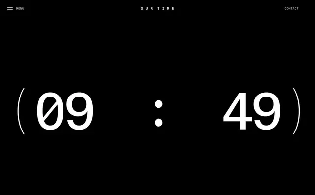 Minimalist time display interface, minimal, dark-mode, dark