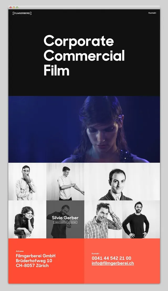 Corporate Commercial Film Landing Page