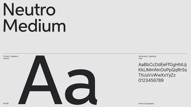 Neutro typeface specimen with paired secondary face, minimal, editorial, dark