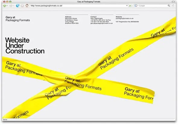 Website Under Construction with dynamic yellow ribbons, minimal, corporate-clean, light