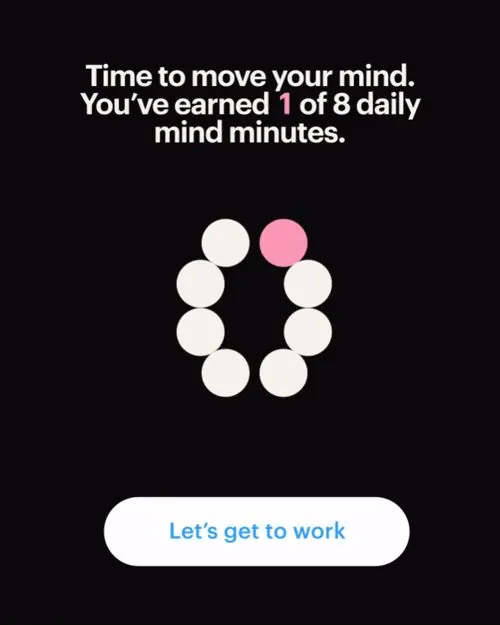 Achievement gamification screen with progress rings, minimal, dark-mode, dark