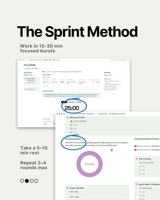 Sprint Method productivity interface, minimal, corporate-clean, light