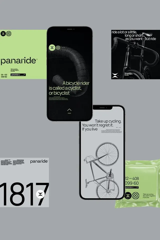 Panaride cycling app onboarding screens, minimal, dark-mode, dark