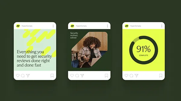 HyperClearly security compliance mobile cards, minimal, flat, light