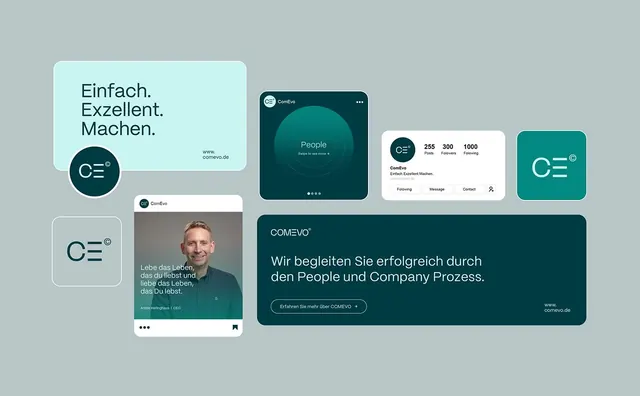 ComEvo HR recruiting interface system, minimal, corporate-clean, cool