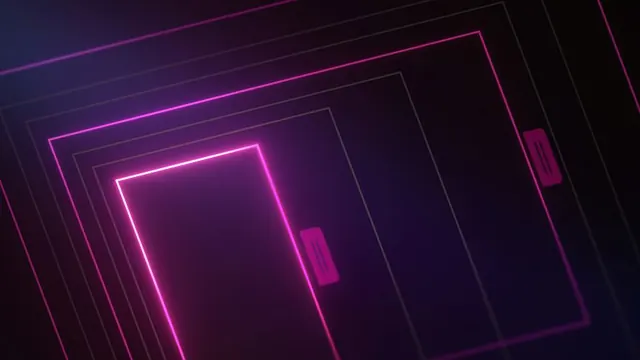 Neon nested rectangle frames, abstract, dark-mode, dark