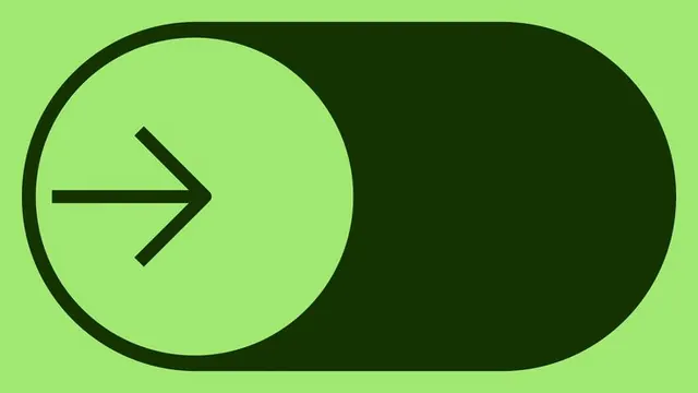 Lime green forward arrow icon, minimal, flat, vibrant