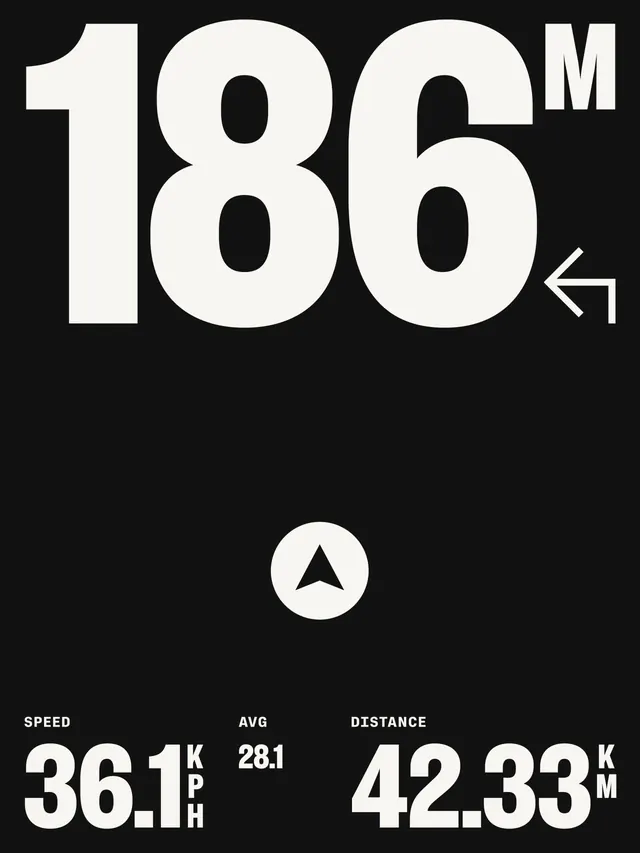 Cycling performance metrics data display, technical, minimal, dark