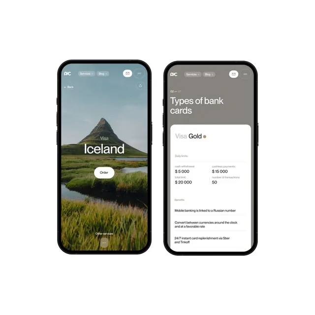 Banking app mobile UI flow with product showcase, minimalist, corporate-clean, light