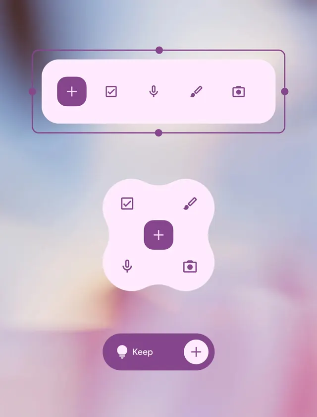 Google Material Design system UI components, glassmorphism, minimal, pastel