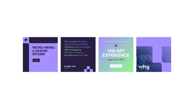 Colorful cards grid with job posting, minimal, geometric, vibrant