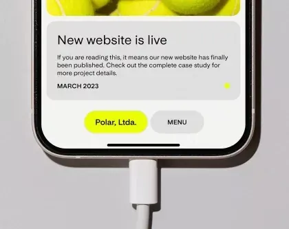 Announcement card with lime accent bar, minimal, light-mode, light