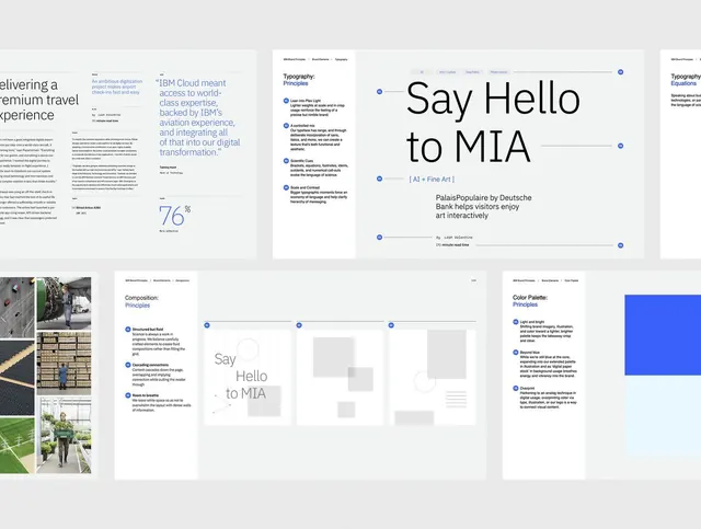 MIA brand system: typography + composition principles, minimal, geometric, light
