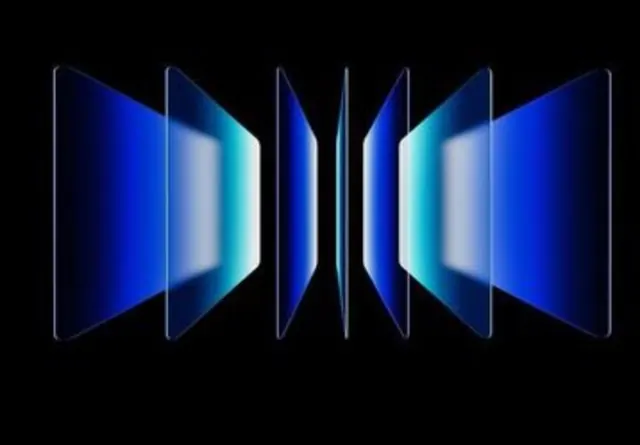 3D glass plates with luminous blue gradient, abstract, gradient-heavy, cool