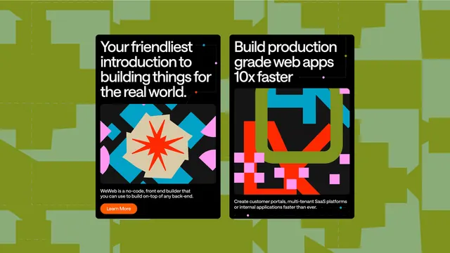Web dev cards with geometric elements, geometric, flat, dark