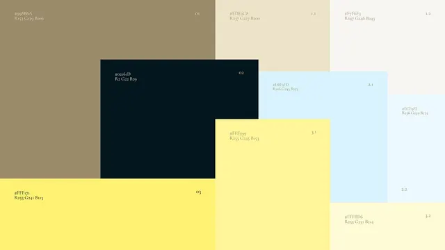 Color palette and reference grid with hex codes, minimal, geometric, light