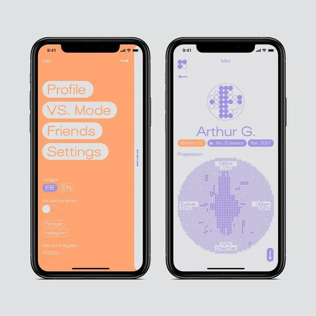 Social app profile and stats dashboard, minimal, flat, light