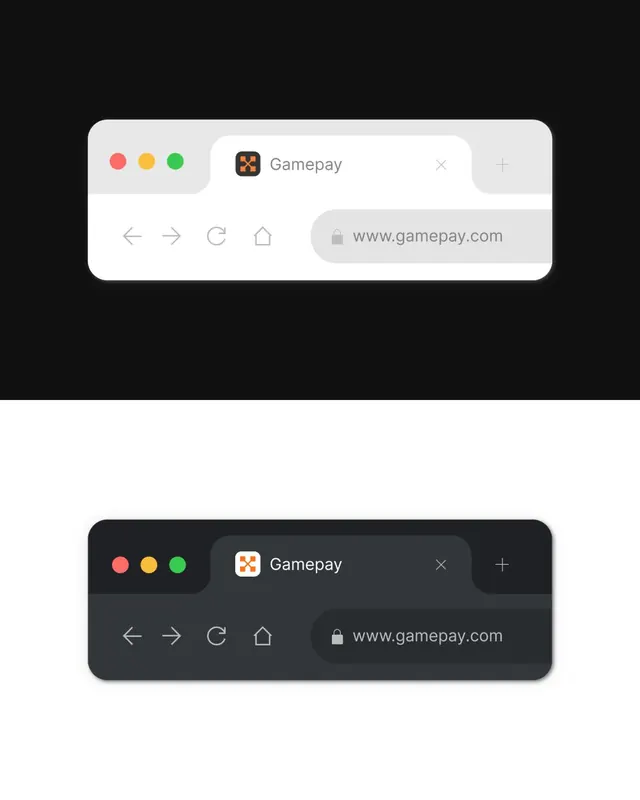 Browser address bar light/dark variants, minimal, flat, light