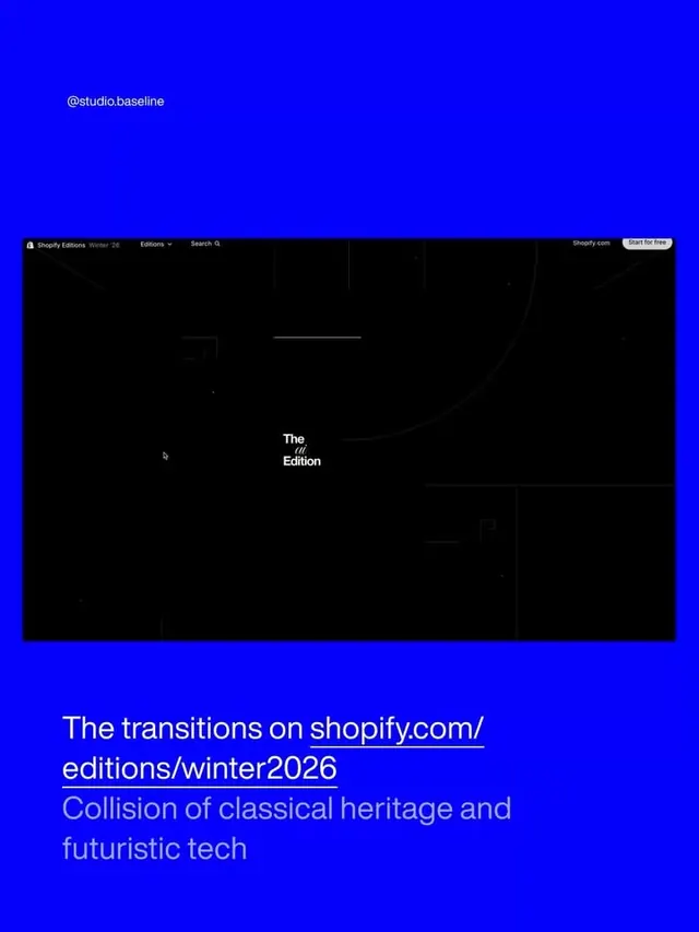 Electric blue Shopify landing page with dark product mockup, minimal, dark-mode, dark