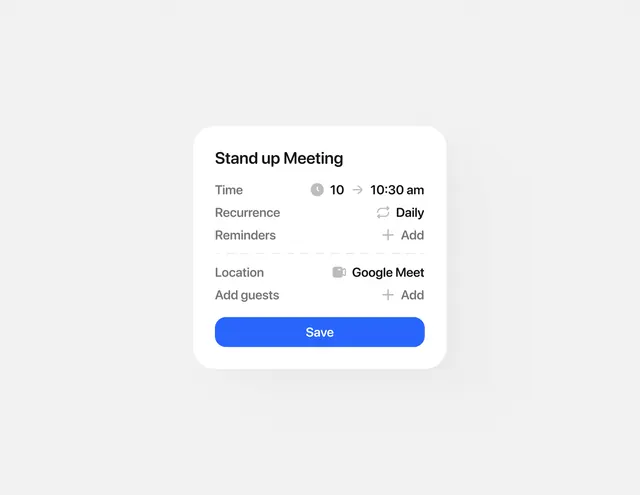 Stand up meeting form card, minimal, flat, light