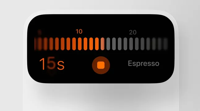 Coffee timer interface mockup, minimal, technical, dark