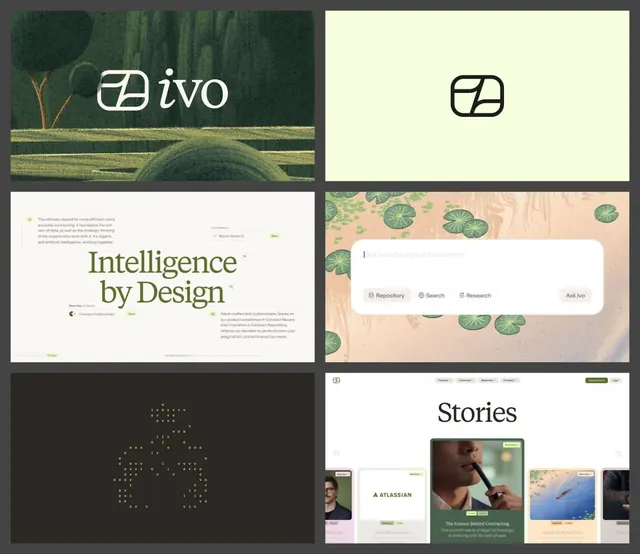 SaaS product screens: botanical imagery with data UI and lime accents, minimal, organic, light