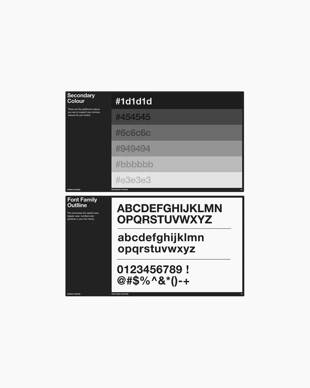 Design system color and type specimen guide, minimal, technical, light