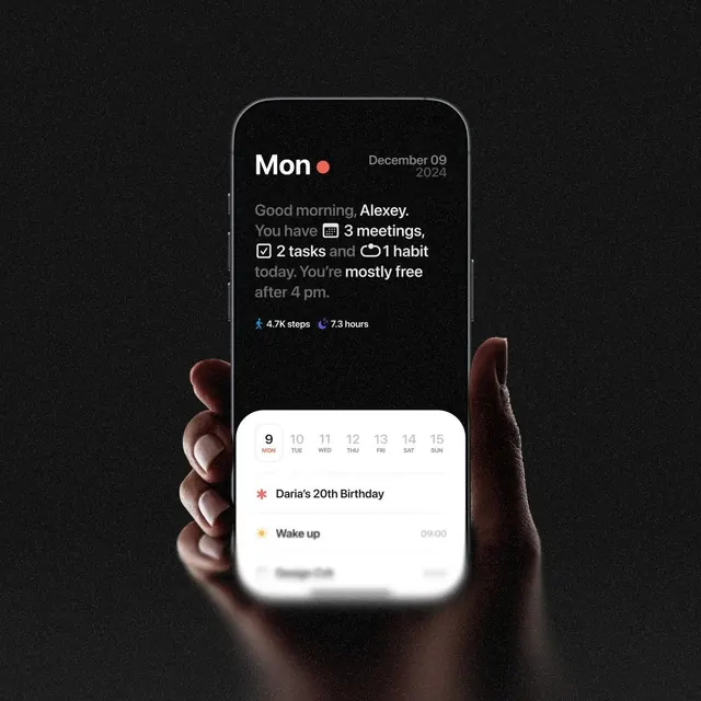 Dark task dashboard with personalized greeting, dark-mode, minimal, dark