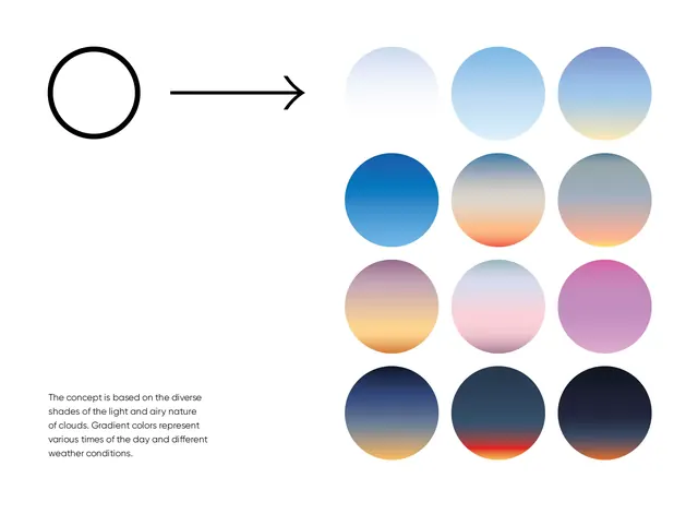 Gradient palette progression concept, gradient-heavy, abstract, gradient