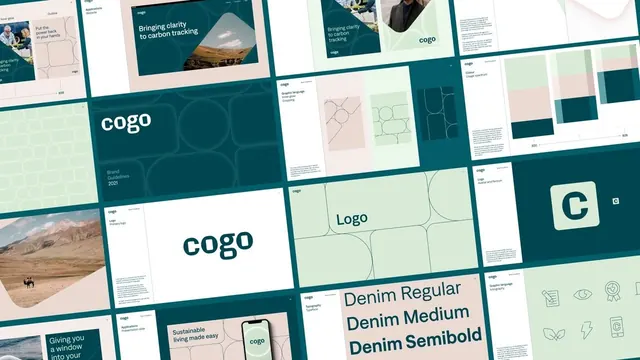 Cogo brand guidelines documentation layout, minimal, flat, cool