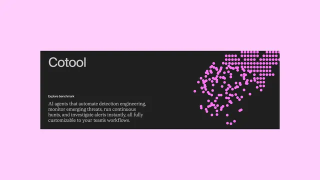 Cotool AI monitoring dashboard hero, minimal, corporate-clean, dark