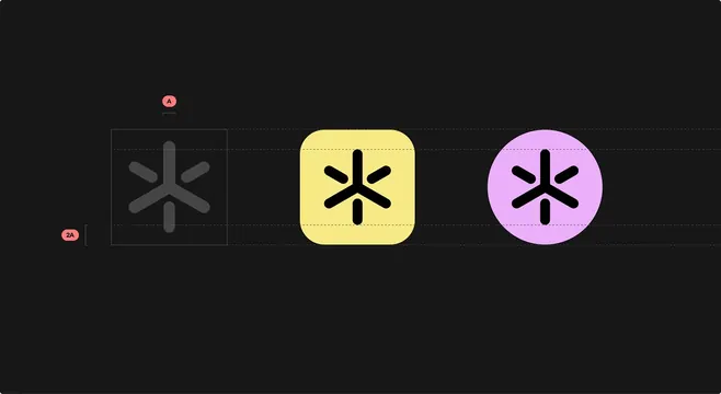Icon state progression design system, minimal, geometric, dark