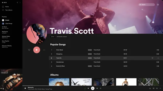 Music Streaming Interface, dark-mode, minimal, dark