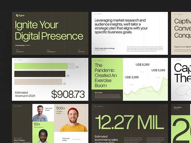 Digital marketing dashboard grid, minimal, corporate-clean, light