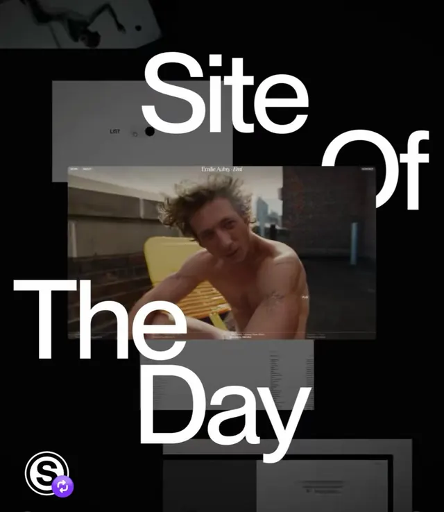 Editorial portfolio layout with overlapping frames, editorial, dark-mode, dark