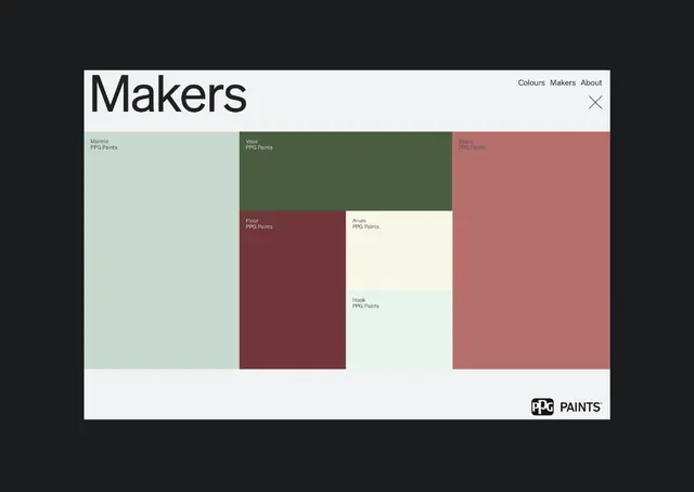 Makers paint palette interface, minimal, flat, light