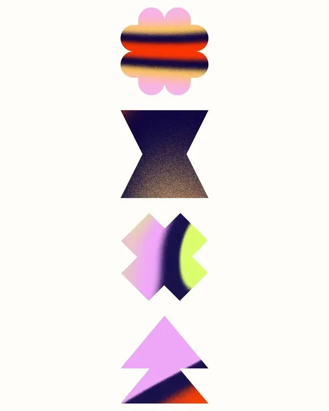 Stacked vibrant gradient abstract forms, abstract, gradient-heavy, vibrant