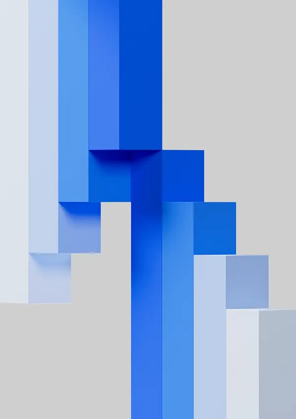 Blue geometric block composition, abstract, minimal, light